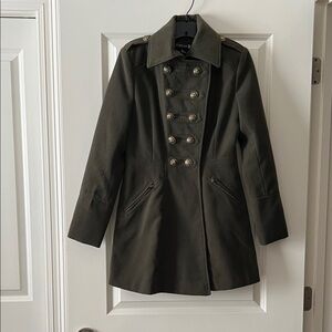 Forever 21 Olive Green Military Style Double Breasted Coat Size Small